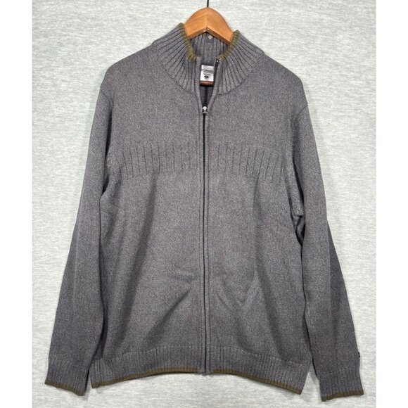 Columbia Mens Sweater XL Gray Full Zip Cotton Knit Cardigan - Picture 1 of 6